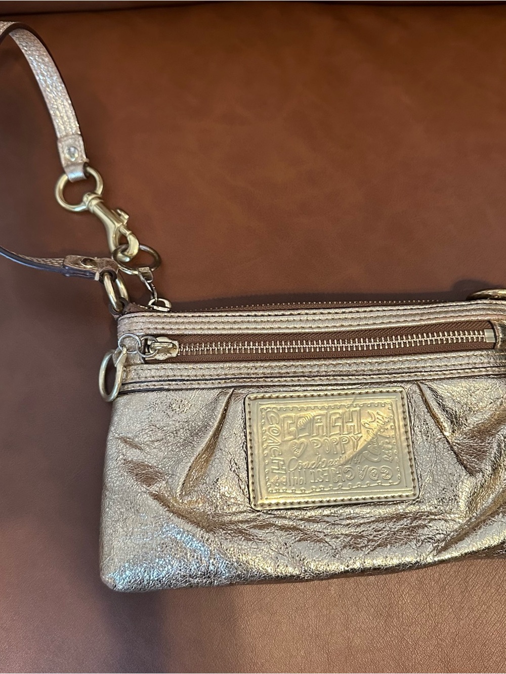Coach Metallic Gold Wristlet Clutch